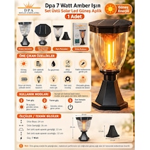 Dpa 7w Amber Işın Set Üstü Solar Led Güneş Enerjili Şarjlı Armatür Lamba 2000k 190lm Ip65