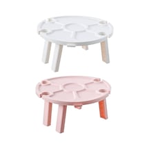 Açık Piknik Taşınabilir Katlanır Şarap Masası Pembe Pembe