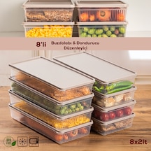 Porsima 5310 8 Li 2 Lt Buzdolabı Organizeri Mikrodalga Ve Derin Dondurucu Buzluk Bakliyat Saklama Kabı - Cappuccino