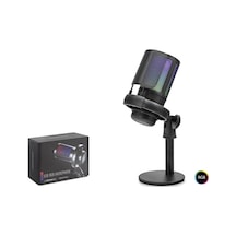 Profesyonel Rgb Mikrofon 192 Khz / 24 Bit Kondenser Kayıt Seti Type-c - Siyah Me6sb