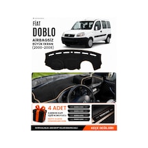 Fıat Doblo 2000-2008 Airbagsiz Büyük Ekran Uyumlu Torpido Örtüsü - Siyah-bej - Fı021