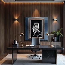 Çerçeveli Deri Atatürk Tablosu 40 Çerçeveli Tablo Işıklı Kumandalı 87x117 Cm Diğer