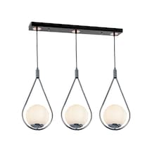 Tt024-3S-Sy-Kr Tt Aydınlatma Mat Siyah-Krom 3 Lü Sıralı Avize
