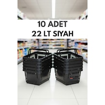 10 Adet / 22 Litre Plastik Market Alışveriş Sepeti Profesyonel Market Mağaza El Sepeti Siyah