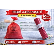 Tıbbi Atık Poşeti Jumbo Boy 10'lu 1 Rulo Kırmızı Tıbbi Atık Atık Poşeti