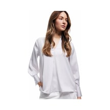 Koton Kaçık Yaka Uzun Kollu Saten Bluz Gri 5sak60006uw Gri