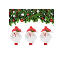Yılbaşı Noel Baba Desenli Dekoratif Mandal 6'lı