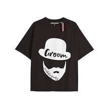 Groom Bachelor Party Unisex Oversize Yazılı Tshirt Siyah Siyah