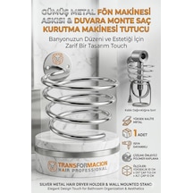 Transformacion Gümüş Metal Fön Makinesi Askısı Duvara Monte Saç Kurutma Makinesi Tutucu 719681