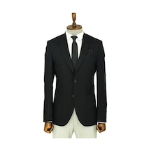 Wessi Kendinden Desenli Slim Fit Sivri Yaka Siyah Erkek Ceket 001