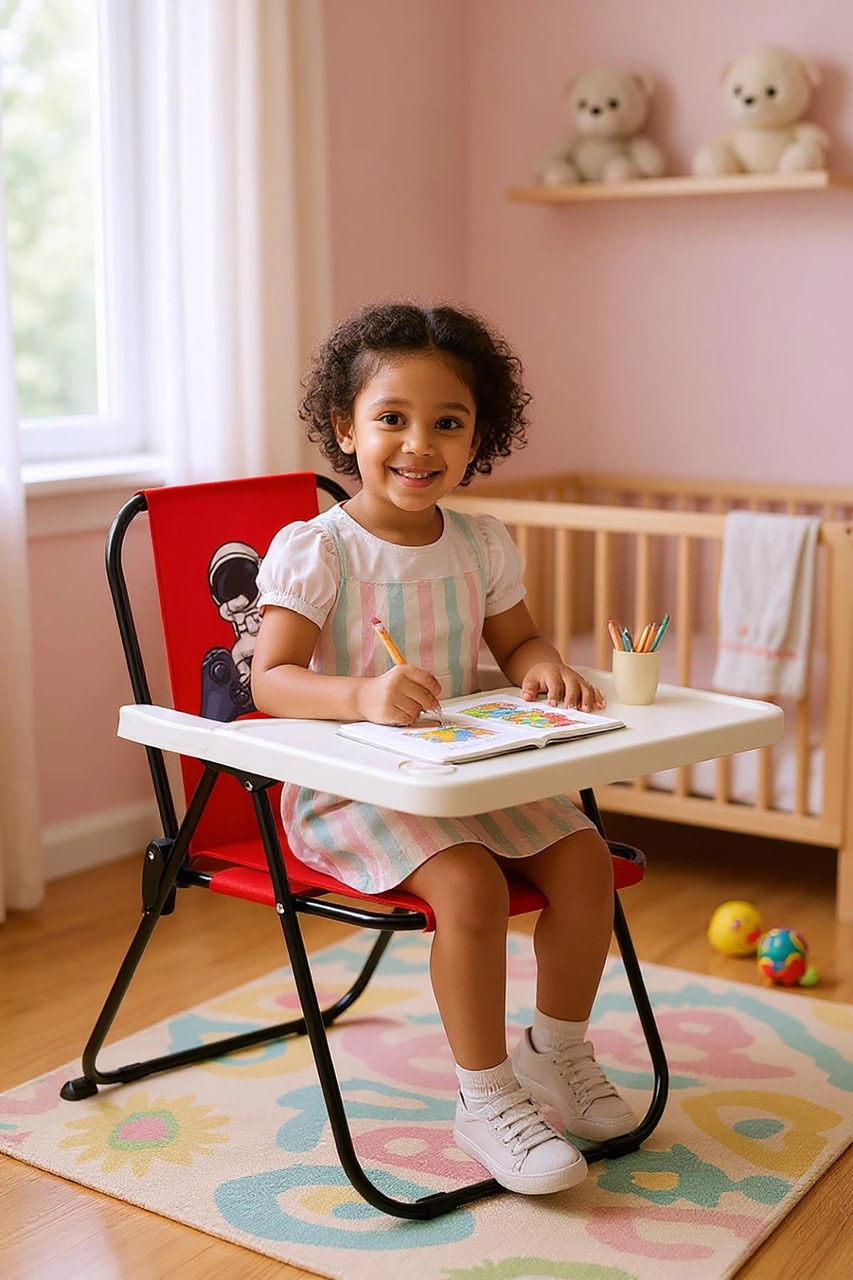 Exent 2 6 Yaş, Katlanabilir Çocuk Sandalyesi Ve Masası Tak-çıkar Masa-game Astro-kırmızı Çok Renkli