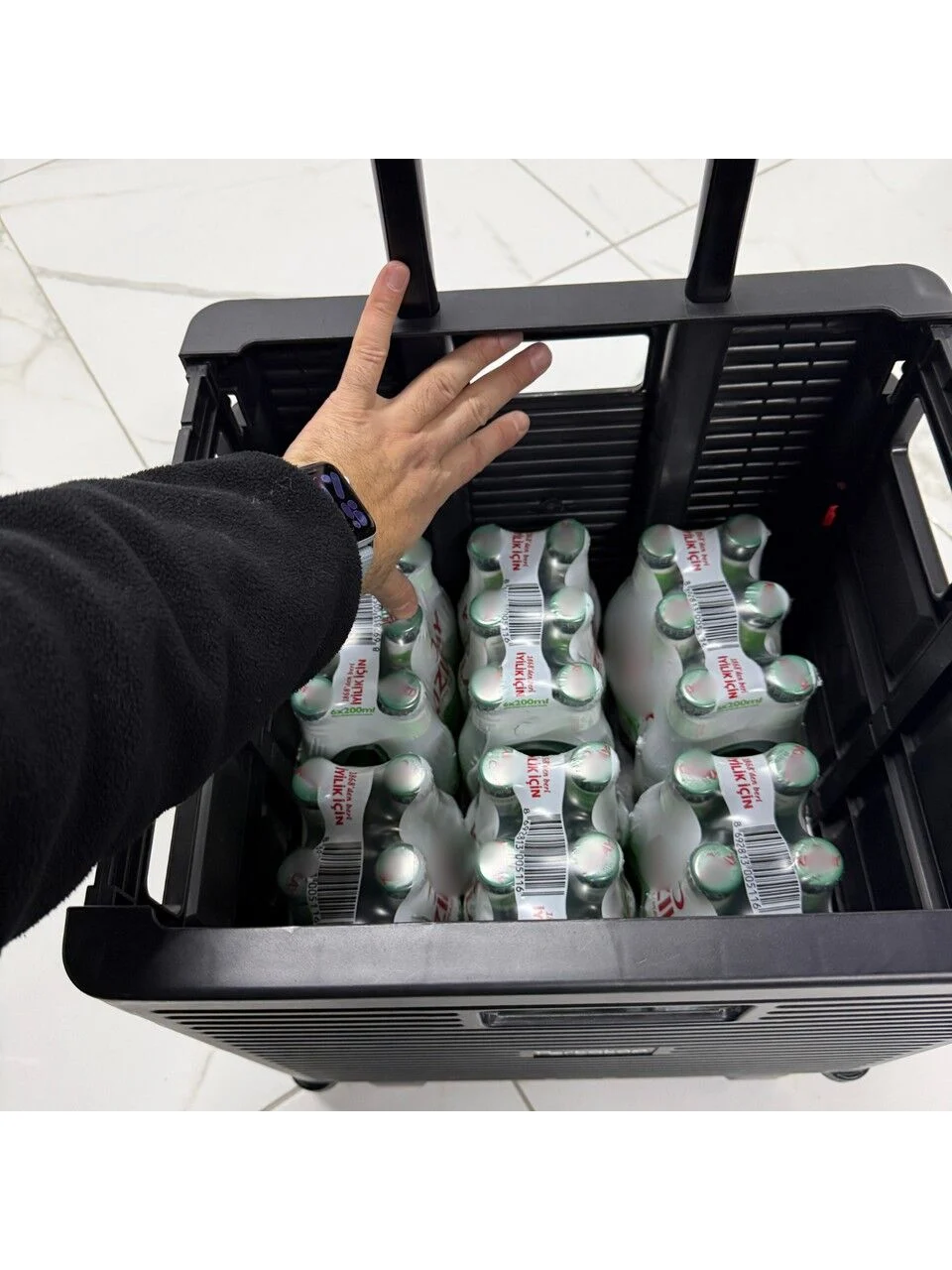 4 Tekerlekli, 55 Litre Siyah Katlanır Alışveriş Arabası