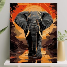 Sayılarla Boyama Tuval Seti Fırça Boya Dahil Çıtalı 40x50 Cm - Fil