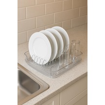 Şeffaf Akrilik Tabaklık Bulaşıklık Düzenleyici 2 Parça 37x38x7 Cm Şeffaf