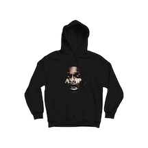 Asap Rocky Baskılı Kapşonlu Sweatshirt Siyah