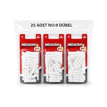Medalyan Dl-47 Beyaz Plastik Dübel No 8 - 25 Adet- 12'li Paket