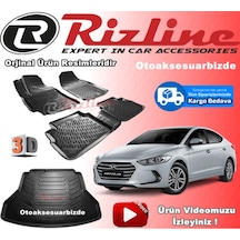 Hyundai Elantra 3D Paspas+Bagaj Havuzu Siyah 2016 Sonrası Rizline