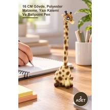 2 Adet Zürafa Polyester Tükenmez Kalem 16 Cm Gövde, Polyester Malzeme, Yazı Kalemi Ve Ballpoint Pen 1