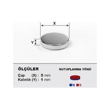 Mıknatıs, 5Mm X 1Mm Güçlü Yuvarlak Neodyum Miknatis, Adet Seçmeli 50 Adet