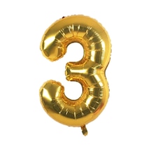 Folyo Balon 3 Rakamı Helyum Balon 100 Cm Gold Renk Altın