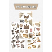 3'lü Vintage Temalı Etiket Sticker Seti 011, Qa7239551011 1
