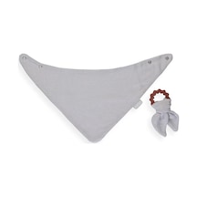 Silikon Diş Kaşıyıcılı Bürümcük Müslin Önlük Gri