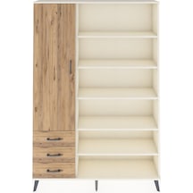 Arges Dolap 9 Raflı 3 Çekmeceli 3 Kapaklı 132x30x195 Aytaşı-çam/çam Atlas Çam/atlas Çam