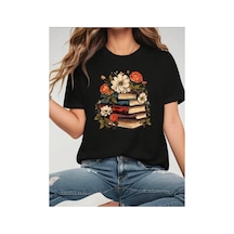 Medinenur Kitap Baskılı Basic T-shirt Siyah