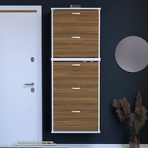 Modilayn Varbi Umay' 2 Li Asma Antre Hol 72x193x25, 5 Cm 5 Düşer Kapak 10 Göz Ayakkabılık Beyaz - Ceviz