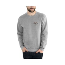 Uzay Astronomi Göğüs Baskılı Gri Erkek Örme Sweatshirt