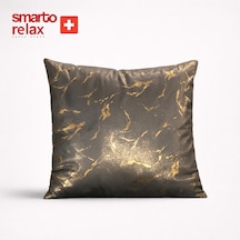 Smarto Relax Dolgulu Kırlent Tekli Antibakteriyel Desenli Dekoratif 45x45 Cm Siyah - Altın