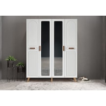 Zenon Membran 4 Kapaklı Portmanto Montaj Dahil Çam Beyaz 140 Cm