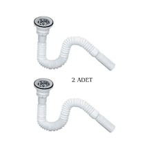 Körüklü Lavabo Sifonu Lavabo Altı Hortumu Lavabo Gider Borusu 45-134 Cm 2 Adet