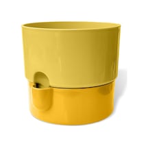 Dora Saksı Tabaklı Çiçek Kaktüs Saksısı Parlak Plastik Saksı 1 Adet, Sarı, 2l, 16cm Diğer