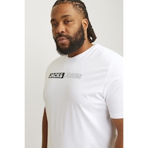 Jack&jones Büyük Beden Erkek Tişört 12243630 Whıte Beyaz