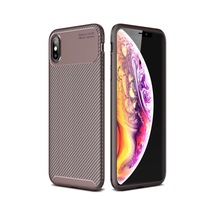 İphone Xs Max Kılıf Auto Focus Karbon Kapak - Kahverengi