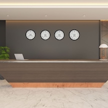 36 Cm 4 Lü Dünya Saatleri Siyah Roma Rakamlı Otel Ve Resepsiyon Saati