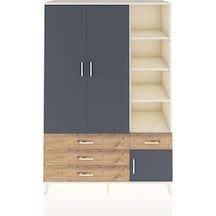 Hyperion Dolap 5 Raflı 4 Çekmeceli Tek Askılı 132x44x195 Aytaşı-antrasit/çam Antrasıt/atlas Çam