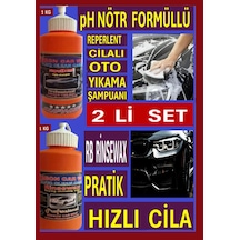 Ph Nötr Formüllü Cilalı Oto Şampuan + Pratik Hızlı Cila Su- Yağmur Kaydırıcı 1 Kg 2 Li Set