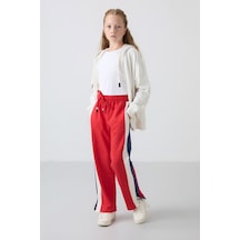 Tommy Life Açık Kırmızı Yırtmaç Detaylı Cepli Geniş Paça Kız Çocuk Eşofman Alt - 75141 Açık Kırmızı