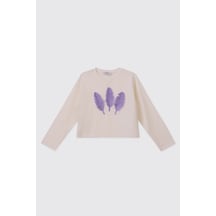 Panço Kız Çocuk Ekru-lila Sweatshirt 2521gk08064 Krem