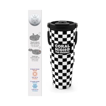 Coral High Siyah Beyaz Dama Desenli Pipetli Ve Direkt İçim Çelik Termos 900 Ml 38717 Çok Renkli