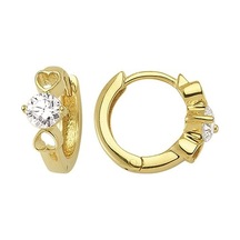 Goldkupe 14 Ayar Tek Taşlı Kalp Halka Altın Küpe 3,05 Gr-1263