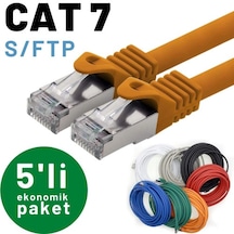 Irenis CAT7 Kablo S/FTP Ethernet Network LAN Ağ Kablosu 25 CM Kırmızı 5'li