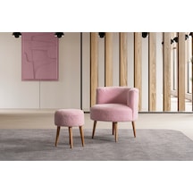 Panda Çay Seti Berjer Ve Puf Takımı Salon, Balkon, Ofis 2 Li Takım Pembe Pembe