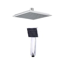 Flat Duş Başlığı - Tepe Duş El Duşu - Kare Krom - Siyah - 19 X 19 Diğer