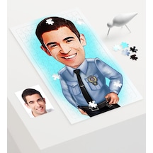 Kişiye Özel Bay Polis Karikatür 240 Parça A3 Puzzle - 1