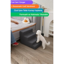 Miralay Özel Sünger Ve Özel Kumaşlı 4 Basamaklı Basamaklı Kedi Köpek Merdiveni