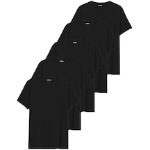 Daksel 5 Adet Siyah Renk Regular Fit %100 Pamuk'lu Kadın Tişört