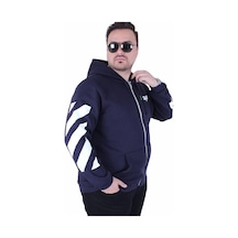 Starbattal Büyük Beden Kapüşonlu Fermuarlı 3ip Sweat Mg 25718 Lacıvert Lacivert